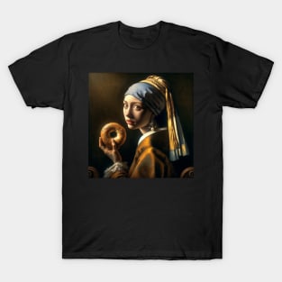 Bagel with a Pearl Earring: Unique National Bagel Day T-Shirt